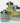 Vintage Multi-color Banded Glass Canister Set with Metal Lids Set of 3