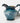 Antique 1900s Buffalo Pottery Semi Vitreous Pitcher Chrysanthemum Blue Gold Trim