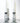 Vintage Ribbed Clear Glass Candle Holders Flared Base Metal Rim 7" Pair