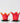 Vintage Art Glass Tulip Votive Candle Holders Pair Red Green Floral Shaped MCM